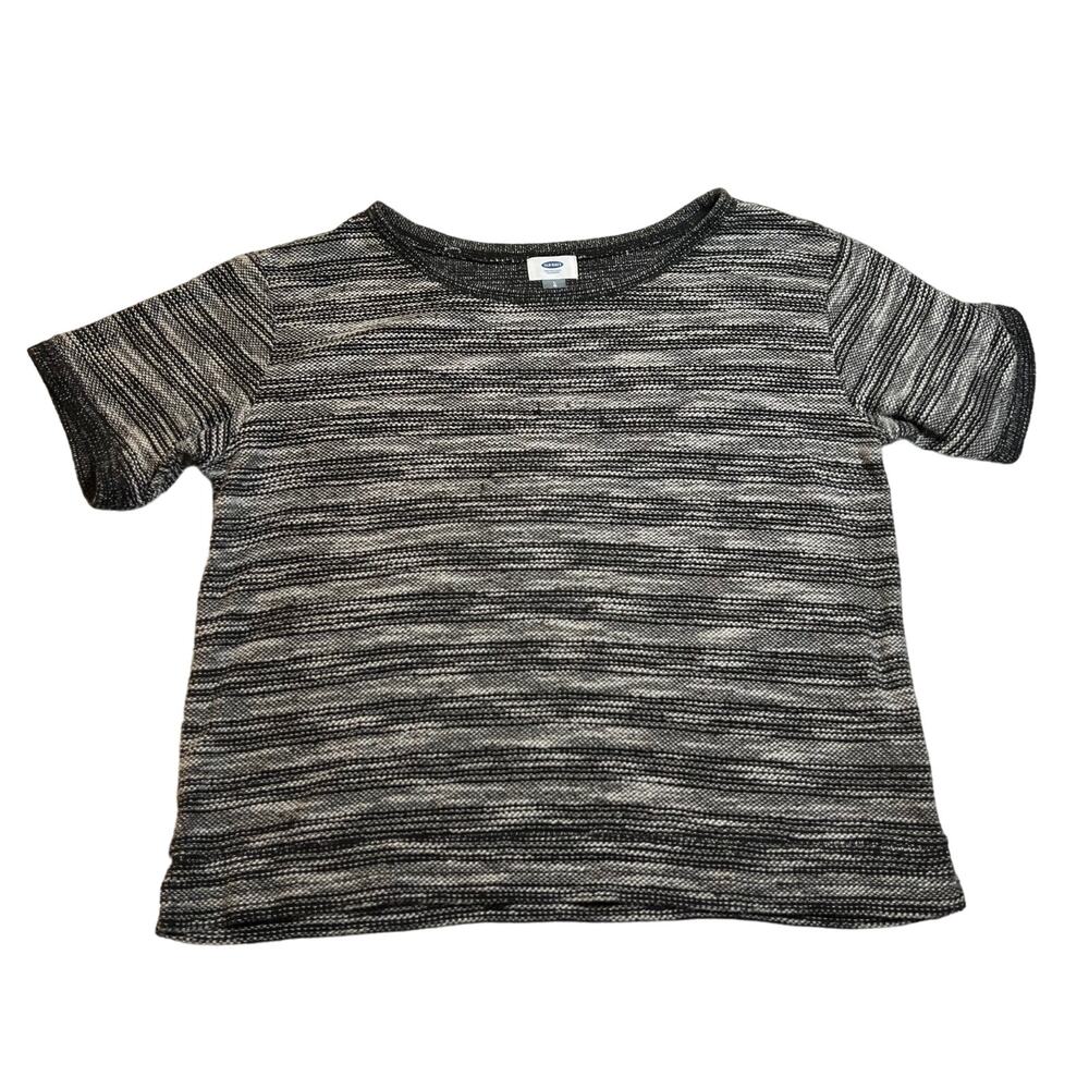 Old Navy Short Sleeve Textured Boxy Top Size Large Minimalist Neutral Casual